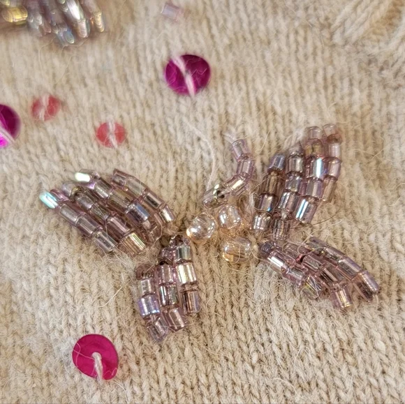 L Angora Rabbit Cotton Buttoned Cardigan Cottagecore Ballet Core Elevated Basics - Picture 3 of 6